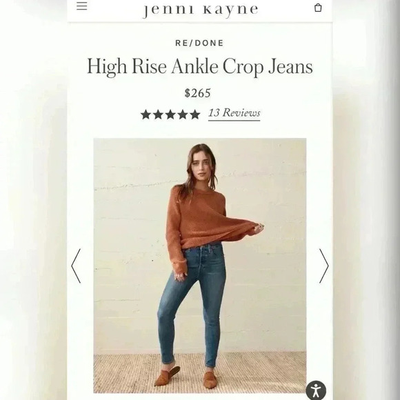 REDONE High Rise Ankle Crop Jeans - Picture 1 of 9
